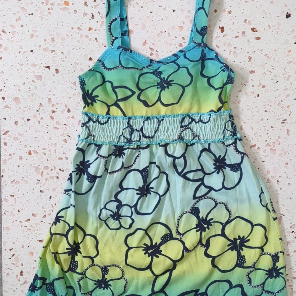 Justice | Ombre Tropical Flower Sundress with Studs and Glitter Dots | 6
